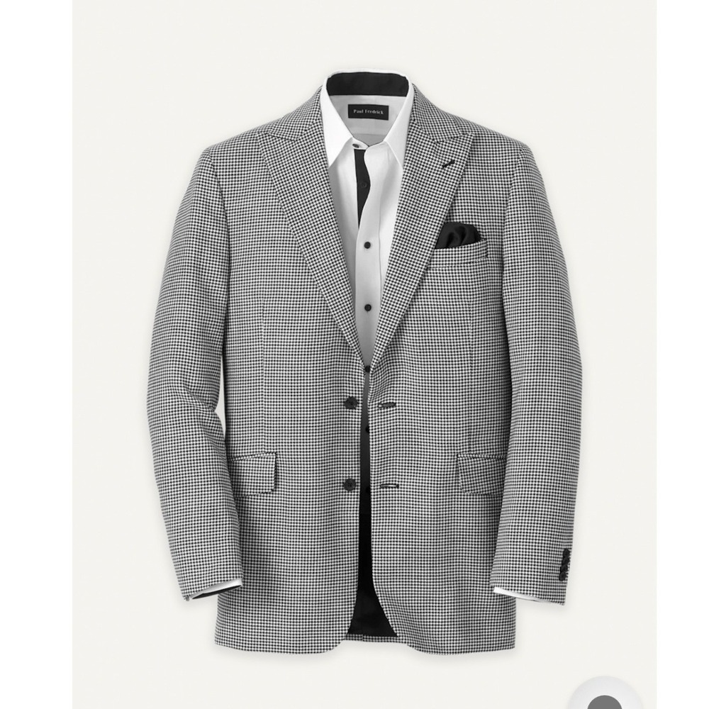 Banana Republic Mens 42R Tailored Fit Houndstooth Blazer Sport Coat Black White